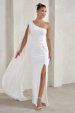 Romi | White One Shoulder Twist Design Maxi Dress 9 Romi | White One Shoulder Twist Design Maxi Dress -Sangyong Store WB HR CL127683 RomiWhiteOneShoulderTwistDesignMaxiDress2