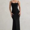 Francoise | Black Cowl Neck Backless Maxi Dress With Lace Insert -Sangyong Store WB HR CL128401 FrancoiseBlackCowlNeckBacklessMaxiDressWithLaceInsert0 c75b70a1 6c2a 4f4d a7df 5eb949d7cf55