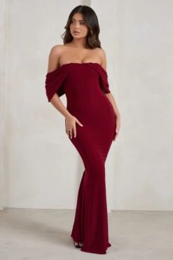 Gabrielle | Berry Red Bardot Neckline With Drape Sleeves Maxi Dress 10 Gabrielle | Berry Red Bardot Neckline With Drape Sleeves Maxi Dress -Sangyong Store WB HR CL128402 GabrielleBerryRedBardotNecklineWithDrapeSleevesMaxiDress1 4d5e5b10 3dbb 4965 8b16 87a0fb76a743