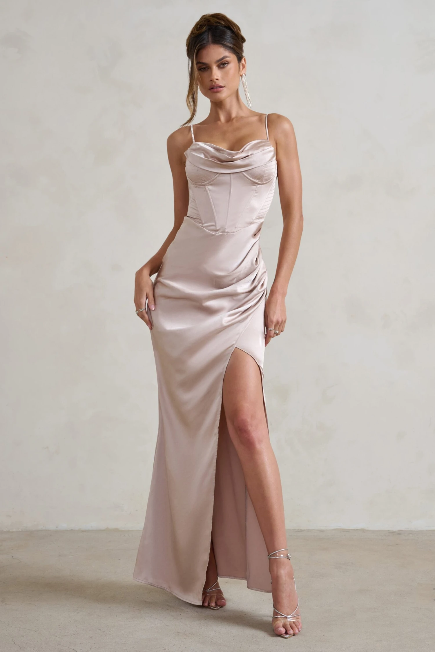 Starlight | Champagne Cowl Corset Satin Wrap Maxi Dress 6 Starlight | Champagne Cowl Corset Satin Wrap Maxi Dress - Image 4