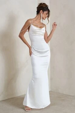 Zelda | Cream Cowl Satin Cami Maxi Dress -Sangyong Store WB HR CL128404 ZeldaWhiteCowlSatinCamiMaxiDress3