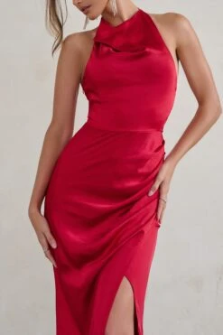 Forever Feature | Berry Red High Neck Wrap Maxi Dress -Sangyong Store WB HR CL128407 ForeverFeatureBerryRedHighNeckWrapMaxiDress6