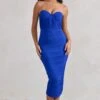 Deema | Cobalt Blue Cupped Midi Dress With Mesh Overlay -Sangyong Store WB HR CL128420 DeemaCobaltBlueCuppedMidiDressWithMeshOverlayAndGloves8