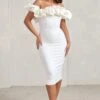 Estie | White Structured Statement Bardot Midi Dress 1 Estie | White Structured Statement Bardot Midi Dress -Sangyong Store WB HR CL128434 EstieWhiteStructuredStatementBardotMidiDress0