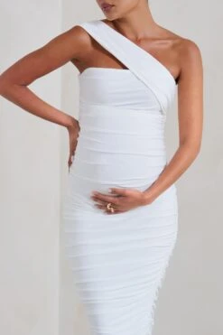 Contour | White Maternity One Shoulder Bodycon Midi Dress 8 Contour | White Maternity One Shoulder Bodycon Midi Dress -Sangyong Store WB HR CL128470 ContourWhiteMaternityOneShoulderBodyconMidiDress3