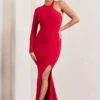 Toya | Red Asymmetric Split Maxi Dress 1 Toya | Red Asymmetric Split Maxi Dress -Sangyong Store WB HR CL128816004 ToyaRedAsymmetricSplitMaxiDress1