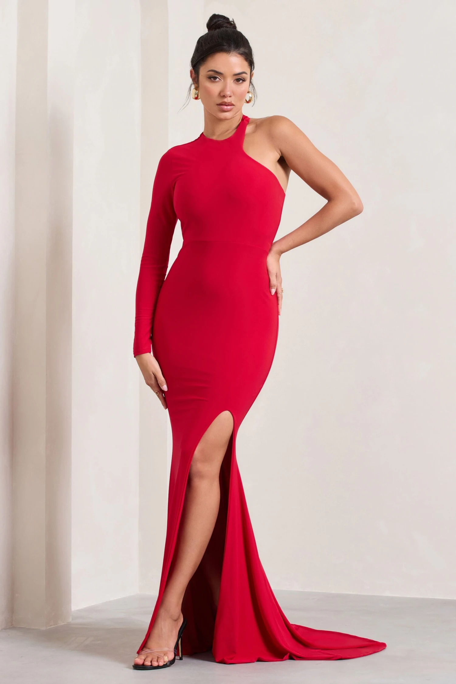 Toya | Red Asymmetric Split Maxi Dress 3 Toya | Red Asymmetric Split Maxi Dress