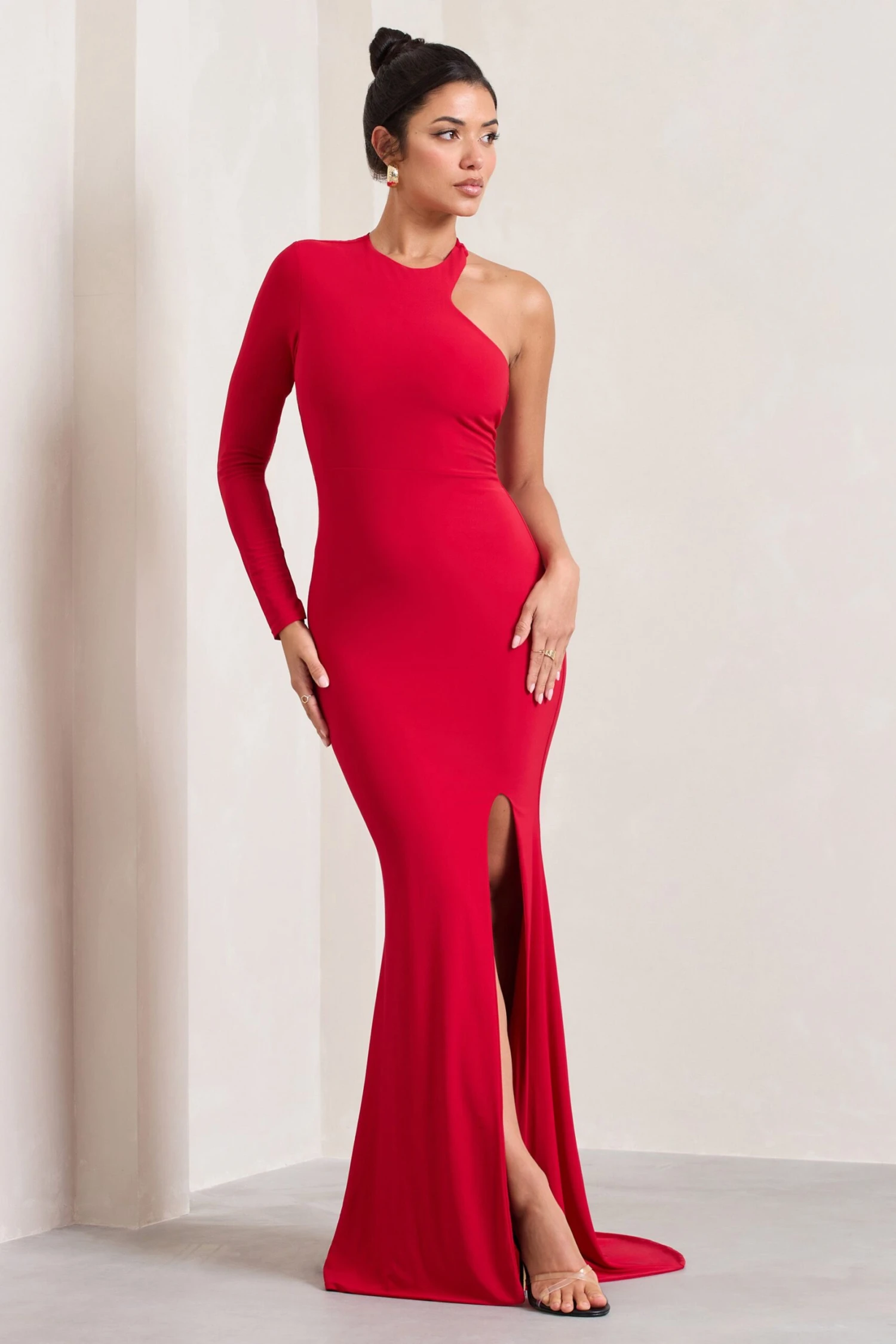 Toya | Red Asymmetric Split Maxi Dress 7 Toya | Red Asymmetric Split Maxi Dress - Image 5