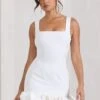 Lucy | White Strappy Mini Dress With Ruffle Trim 1 Lucy | White Strappy Mini Dress With Ruffle Trim -Sangyong Store WB HR CL128839005 LucyWhiteStrappyMiniDressWithRuffleTrim1