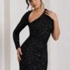 Siren | Black Sequin One Shoulder Bodycon Mini Dress -Sangyong Store WB HR CL128844002 SirenBlackSequinOneShoulderBodyconMiniDress1