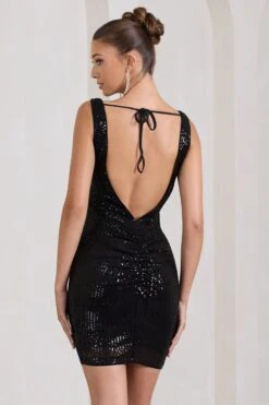 Glimmer | Black Sequin Open-Back Bodycon Mini Dress -Sangyong Store WB HR CL128929002 GlimmerBlackSequinOpen BackBodyconMiniDress5 205185c5 672b 4a27 9ca1 9f7e8dde3dd5