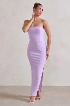 Dina | Lilac Bandeau Maxi Dress With Split -Sangyong Store WB HR CL129322 DinaLilacBandeauMaxiDressWithSplit3