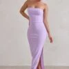 Dina | Lilac Bandeau Maxi Dress With Split -Sangyong Store WB HR CL129322 DinaLilacBandeauMaxiDressWithSplit4