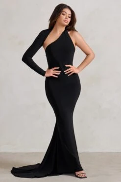 Katarina | Black One Shoulder Fishtail Maxi Dress 9 Katarina | Black One Shoulder Fishtail Maxi Dress -Sangyong Store WB HR CL129340 KatarinaBlackOneShoulderFishtailMaxiDress2