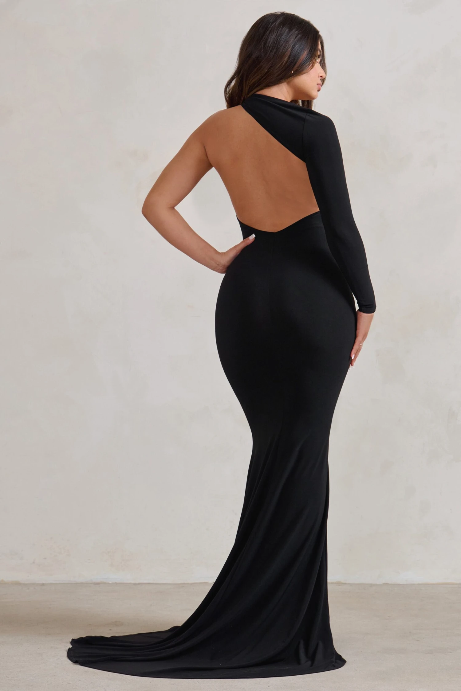 Katarina | Black One Shoulder Fishtail Maxi Dress 4 Katarina | Black One Shoulder Fishtail Maxi Dress - Image 2