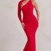 Katarina | Red One Shoulder Fishtail Maxi Dress -Sangyong Store WB HR CL129340 KatarinaRedOneShoulderFishtailMaxiDress5