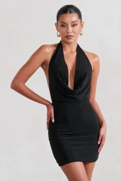 Liliana | Black Cowl Neck Mini Dress -Sangyong Store WB HR CL129405 Liliana BlackCowlNeckMiniDress0