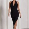 Picture This | Black Asymmetric Halter-Neck Backless Maxi Dress -Sangyong Store WB HR CL129775002 PictureThisBlackAsymmetricHalter NeckBacklessMaxiDress3