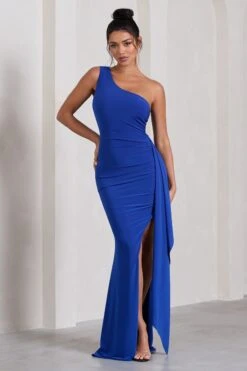 Rewind | Royal Blue Asymmetric Sleeveless Split Maxi Dress With Drape 10 Rewind | Royal Blue Asymmetric Sleeveless Split Maxi Dress With Drape -Sangyong Store WB HR CL129805061 RewindRoyalBlueAsymmetricSleevelessSplitMaxiDressWithDrape0