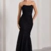 Encapsulate | Black Lace Ruched Strapless Fishtail Maxi Dress -Sangyong Store WB HR CL132005002 EncapsulateBlackLaceRuchedStraplessFishtailMaxiDress0