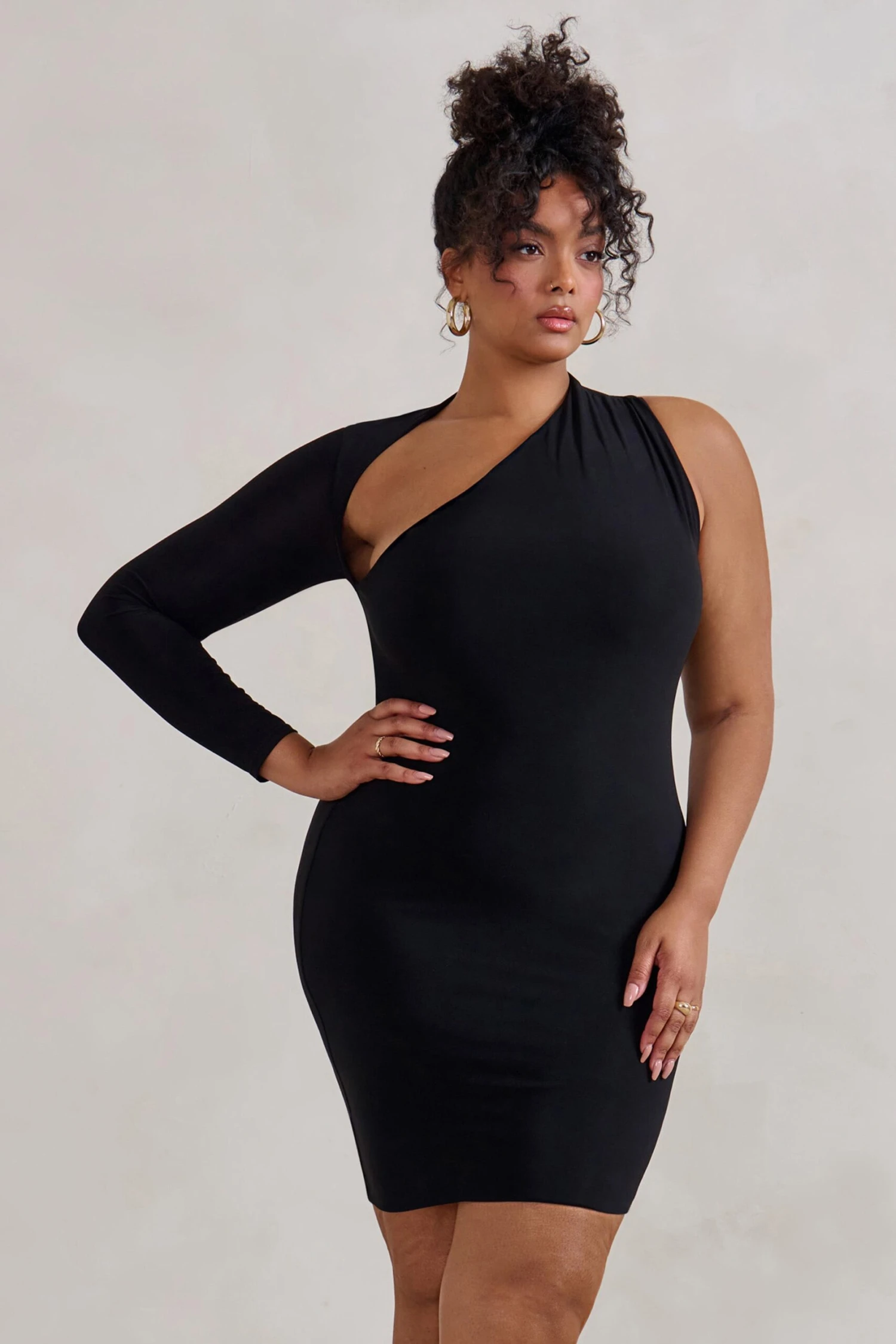 Siren | Black One Shoulder Bodycon Mini Dress 9 Siren | Black One Shoulder Bodycon Mini Dress - Image 7