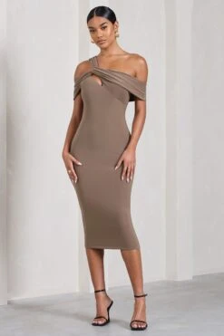 Chain Reaction | Mocha Strappy Asymmetric Bodycon Midi Dress -Sangyong Store WB S CL128822038 ChainReaction MochaStrappyAsymmetricBodyconMidiDress0